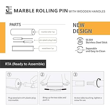 台湾JEmarble 大理石ハンドルめん棒 Amazon | 台湾JEmarble大理石ハンドル麺棒-白/木柄麵棍 Rolling